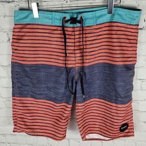 RVCA | striped stretch swim board shorts